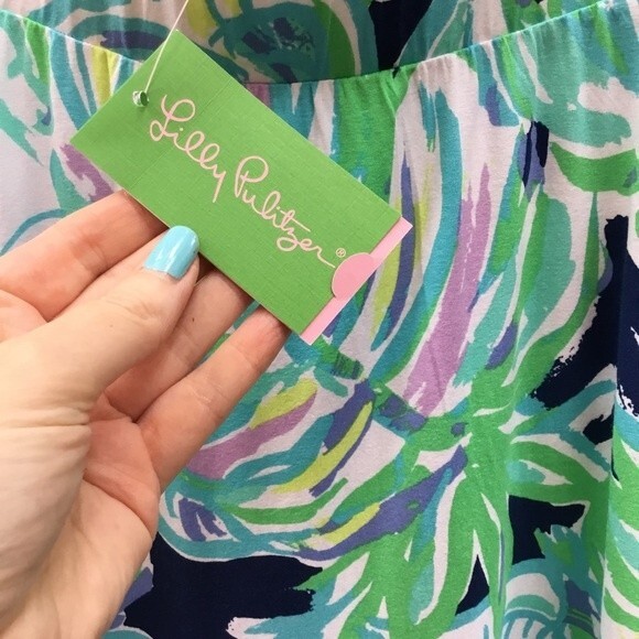 NWT Lilly Pulitzer Shia Skirt Resort Navy Uptown Trunk Palm Print Midi XS - Picture 7 of 10